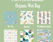 Organic Cotton 14x14 Sweet Bobbins Wet Bag - SEAM SEALED - Snap Strap-  Boutique Quality