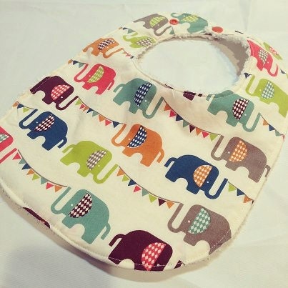 Elephun Organic Bib - Infant or Toddler Bib - ADJUSTABLE snaps - REVERSIBLE