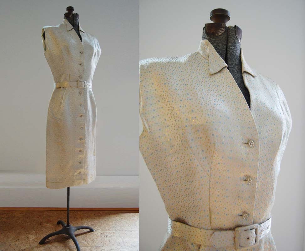 60's Tailored Juniors Cocktail Dress / Satin Confetti