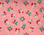Japanese, ATSUKO MATSUYAMA, 30's Collection, Strawberries & Cherries w/ Pin Dots in Pink, 1/2 Yard