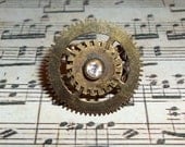 Steampunk Bejewelled Cog Ring - OOAK Unique Steampunk Steam Punk Clockwork Jewellery