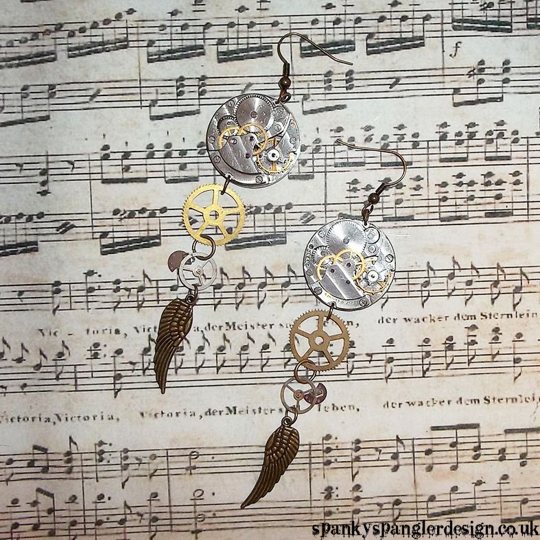 Steampunk Earrings - Laverna earrings - OOAK Unique Steampunk Steam Punk Clockwork Jewellery