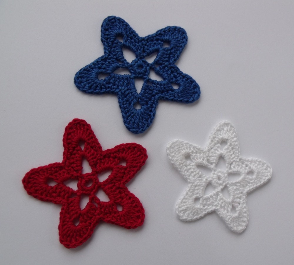 All American Stars - Crocheted Applique, Scrapbooking, Card Making Embellishment