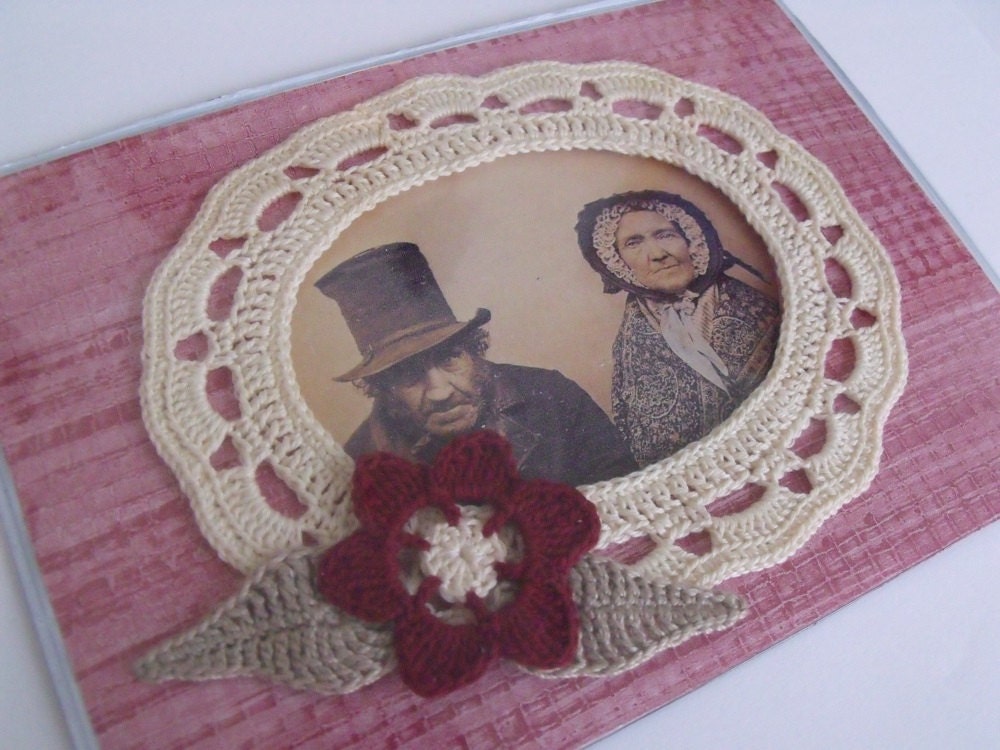 Crocheted Picture Frame Fridge Magnet - One of a Kind OOAK