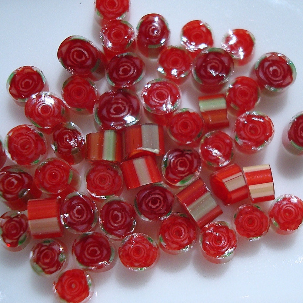 COE 104  Red Rose Minis Murrini by Lori and Kim
