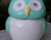 Jeweled Eye Mint Owl Cookie Jar