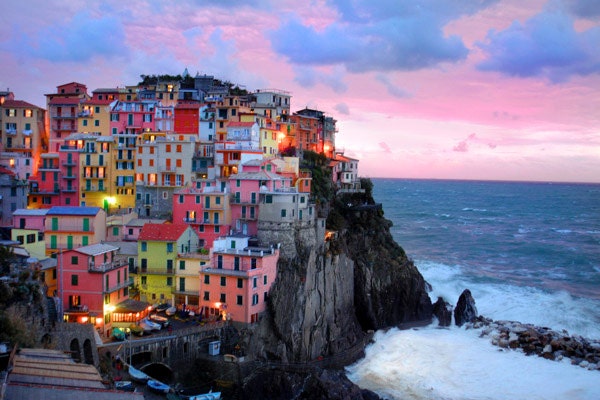 Cinque Terre photograph Manarola Vernazza Monterosso Italy 4x6" village sunset ocean Mediterranean fine art wall decor bold colors ita0009