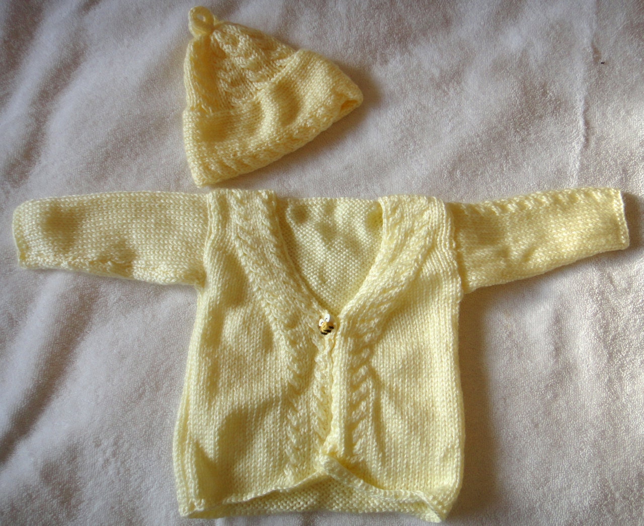 Toddler Sweater Hat Set Knit Yellow 18 to 24 months