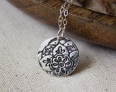 Silver Mehndi Lotus flower Necklace