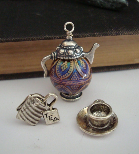 1 Mood Bead Tea Pot Charm, Color Changing Necklace Pendant or Bracelet Supply, Cup and Tea Bag Not Included