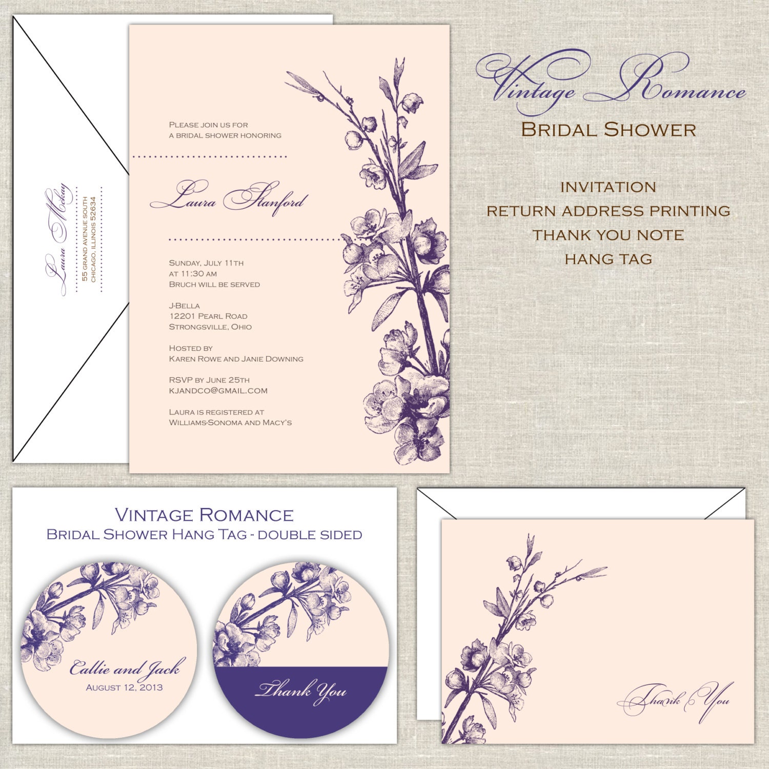 Vintage Romance Bridal Shower Invitation - sketch hand drawn botanical Il_170x135