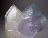 Superb Blue / Violet Phantom Fluorite with Quartz.  Very Aesthetic Combination.  Third Eye Chakra.  Crystal Healing / Mineral Specimen.