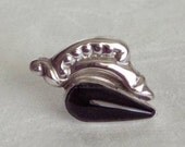 Taxco Vintage Sterling Silver And Black Onyx Earrings