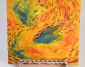 4x4 Mini Painting Orange on Canvas Abstract Contemporary