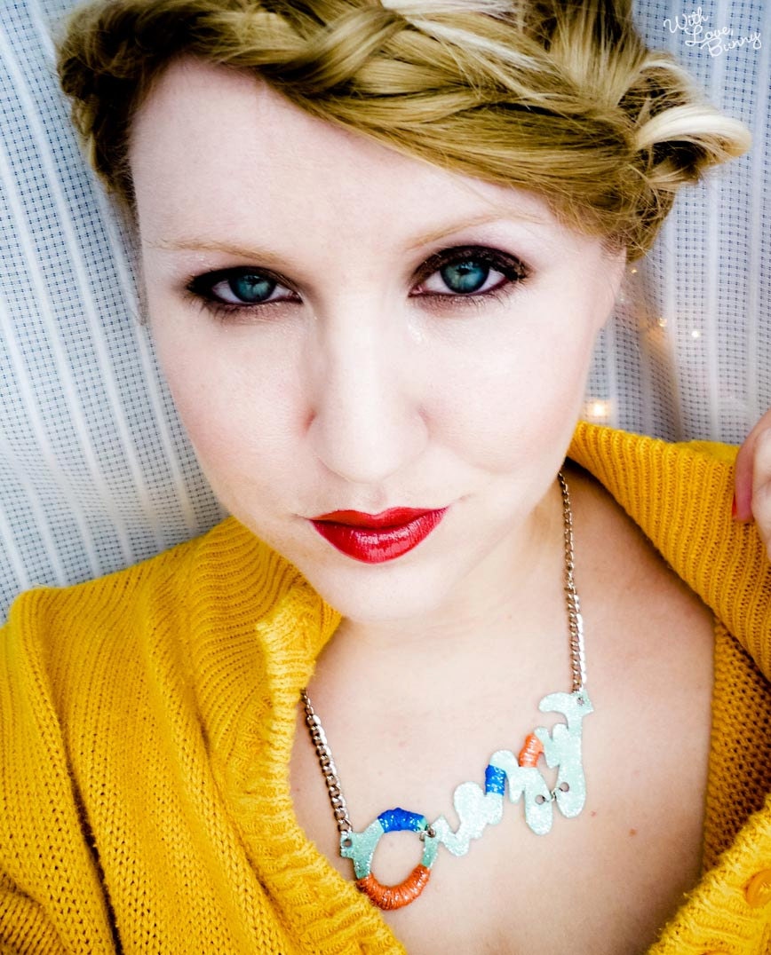 Script Necklace - CRAZY - Hand cut Leather - Fiber Wrapped - OOAK