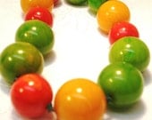 Vintage Swirl Bakelite Catalin Knotted Bead Bracelet Red Green Gold Wilma Bold Chunky 40s Statement Retro Modern Contemporary