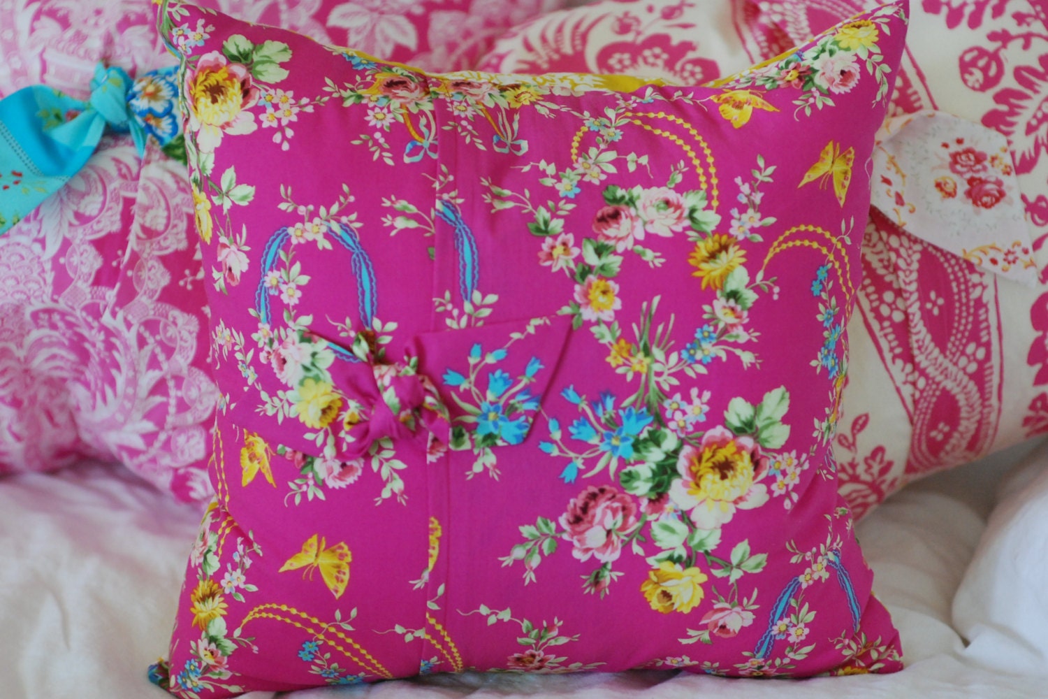 On HOLD  for Tracey - Shabby Chic Pillow Cover, Decorative Pillows, Throw Pillow, Cottage Chic Pillow, Reversible