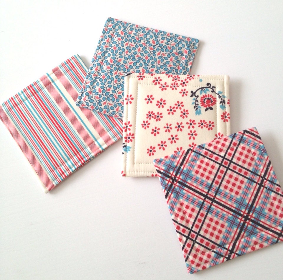 Coasters Mix and Match Red White and Blue