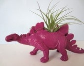 Upcycled Dinosaur Planter - Extra Large Purple Stegosaurus with Air Plant