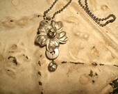 Handmade pendant necklace metal findings Emma ooak vintage findings art deco 1920s rhinestone beads