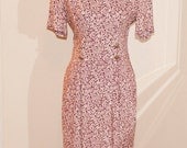 Vintage 1980s Floral Dress - Burgundy and White
