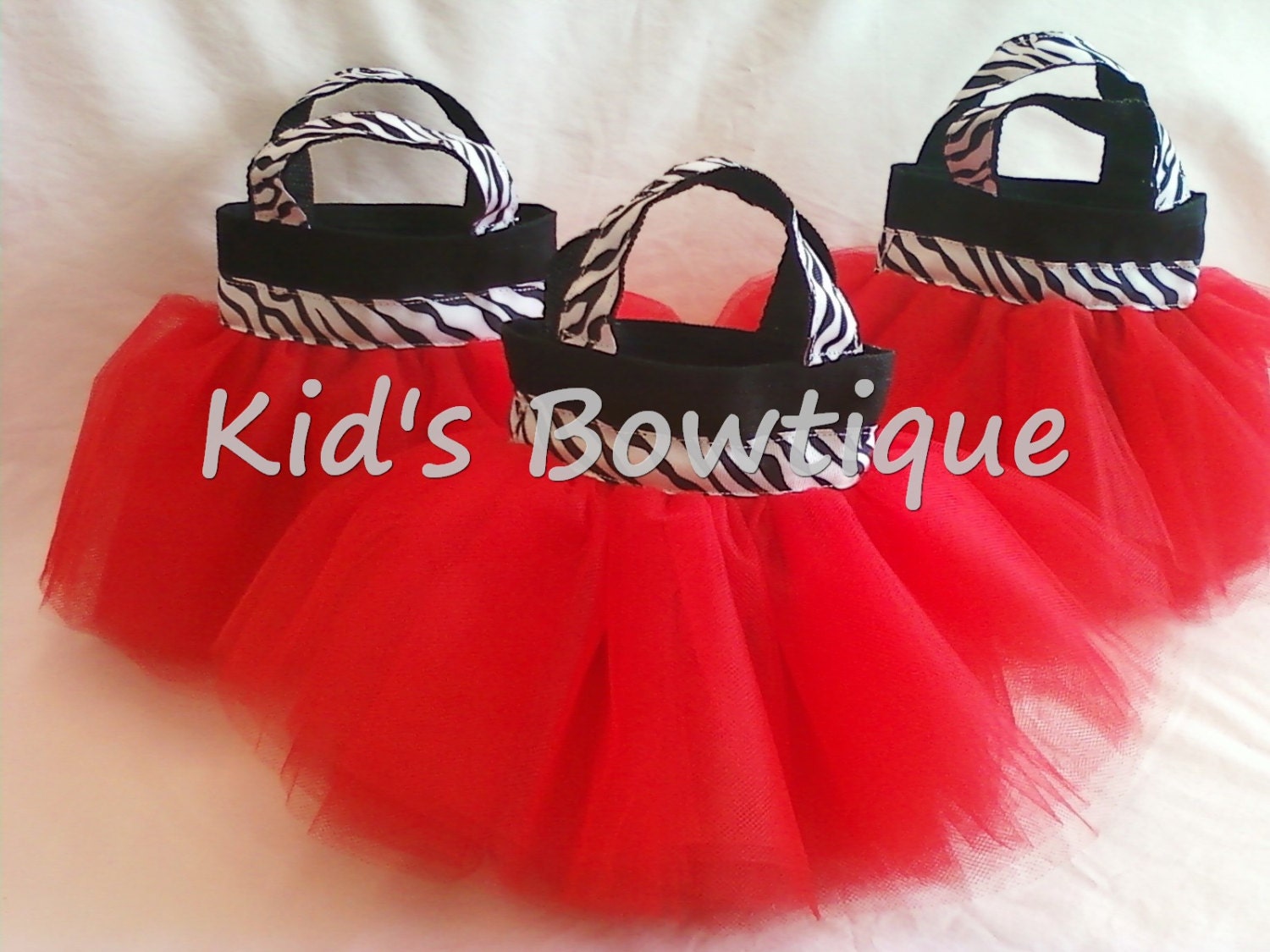 Set of 6 Red Diva Zebra Party Favor Tutu Bags - Birthday Gift Bags