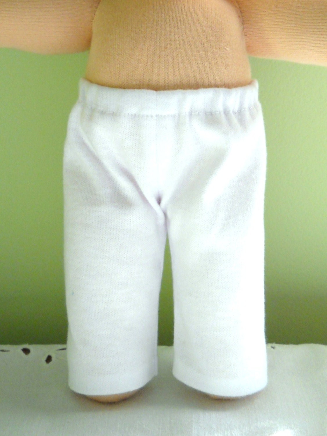 White Leggings -  Waldorf Doll Clothes - 10 Inch Bamboletta Little Buddy Size LB
