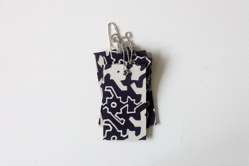Upcycled Batik Gift Tags - Black And White no.23