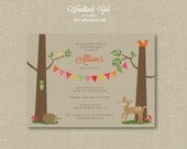 Invitations - Woodland Party - Girl