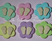 Baby shower fondant edible cupcake toppers - Pastels Baby feet