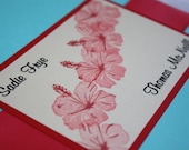 Pocketfold tropical flower wedding invitation