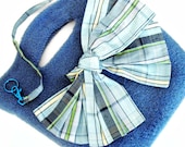 Eileen Felt Purse Monaco Blue Bag Hand Knit Wool Silk Bow