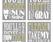 You Are My Sunshine Set (set of 4 prints 8x10 size)