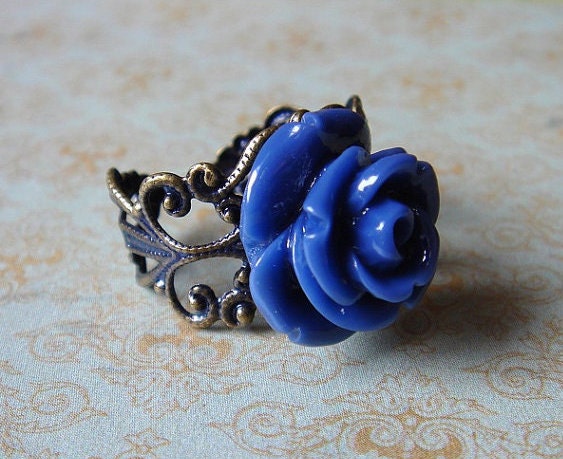 Emma Dawn - Antiqued Brass Adjustable Rose Ring - Vintage Inspired Keepsake Jewelry