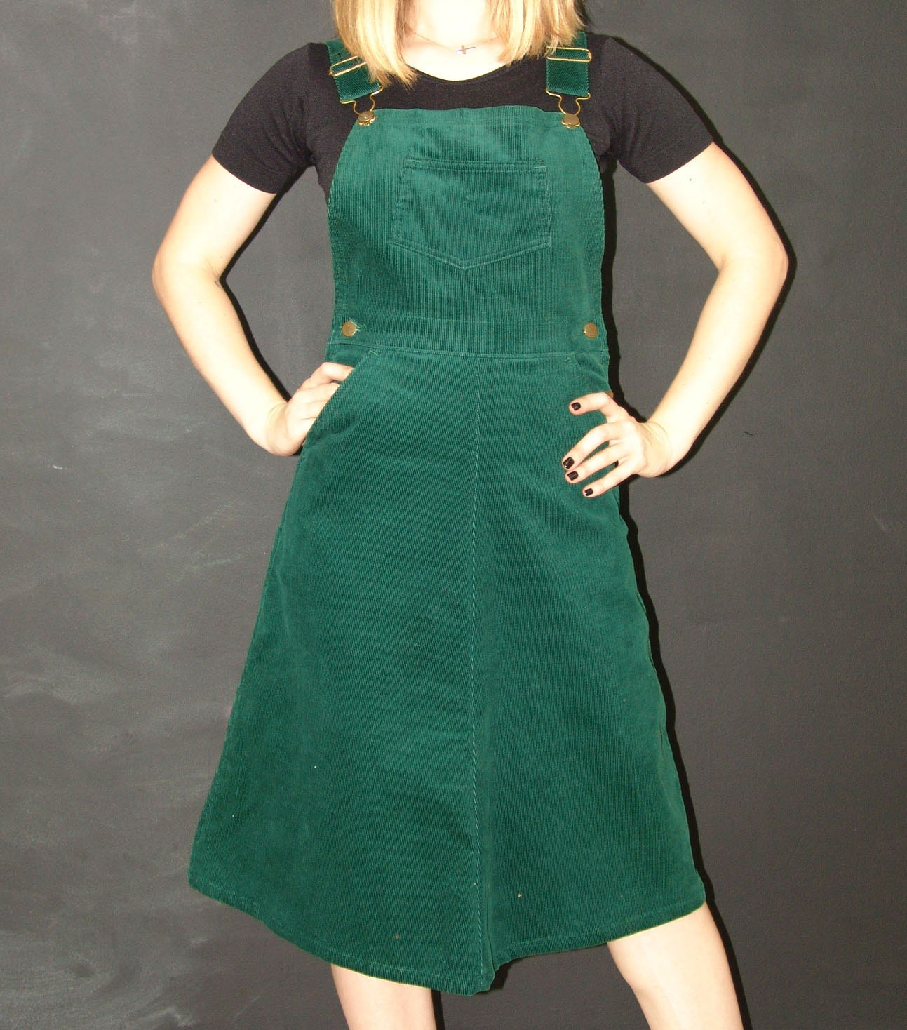 Vintage Corduroy Green OVERALL SKIRT KIVY by Madewell by YBretro