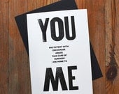 You & Me Letterpress Card - White Card/Black Env.
