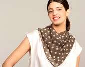 30% off  Silk scarf, spring fashion, Polka dots mocha and Ivory silk scarf