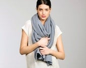 Chunky scarf Over size knitted gray color scarf Ladies Winter Chunky cotton scarf - LittleWhiteDresser