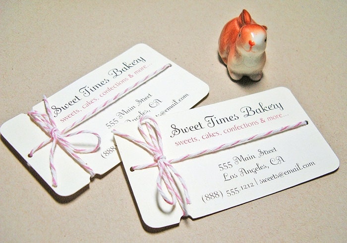 Baker's Dozen Business Cards - Our EXCLUSIVE design, twine wrapped business cards -  Make a lasting impression with these beauties