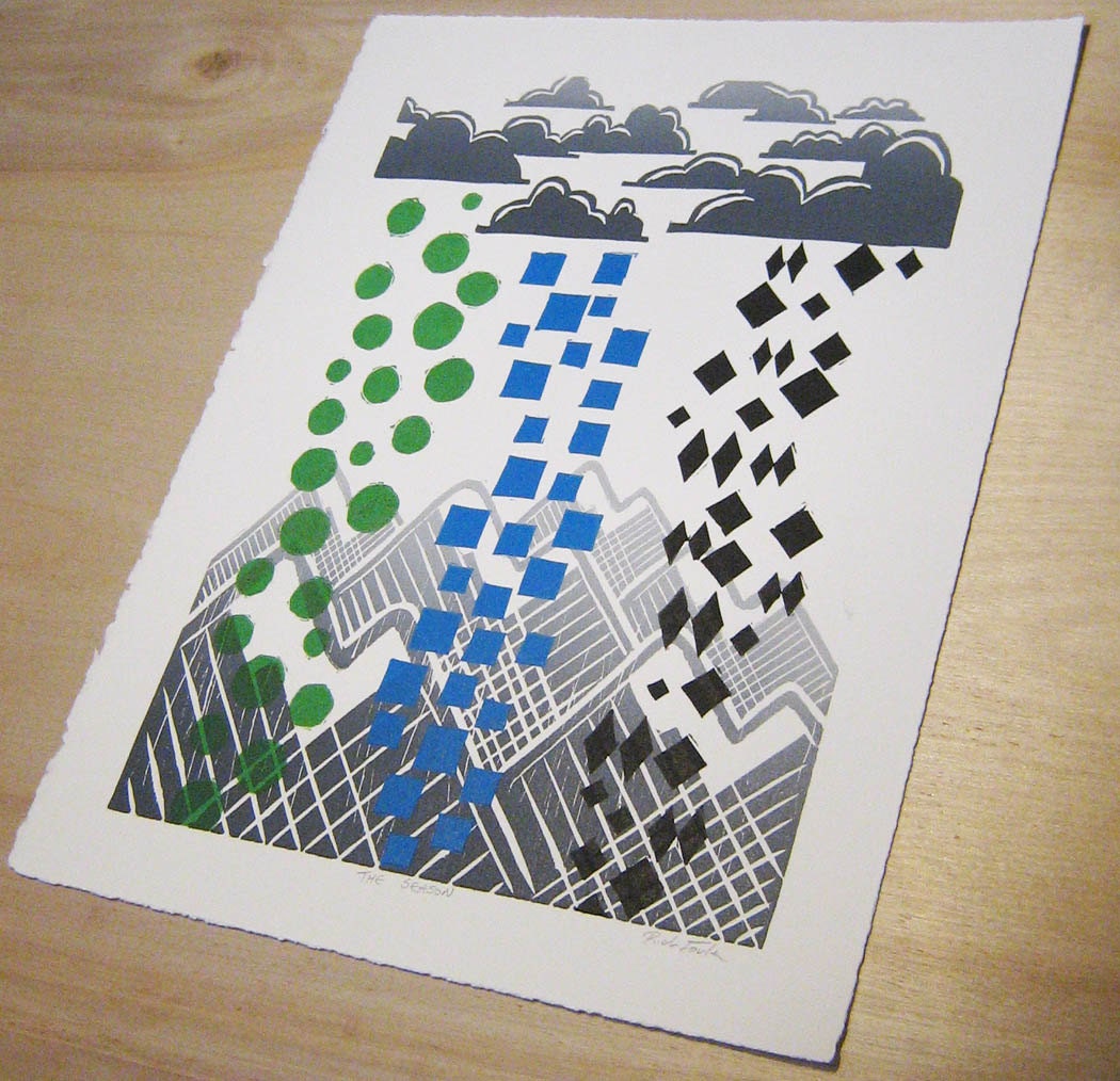 Ski and Snowboard Season - Lino Block Art Print - BoardingAllRows
