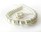 Pearl Bridesmaid Jewelry Set - Bridal Necklace Earrings Set - Affordable Wedding Jewelry