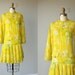 1960s dress / 60s dress / 60s does 20s day dress / yellow cotton lawn dress / drop waist dress  - size small