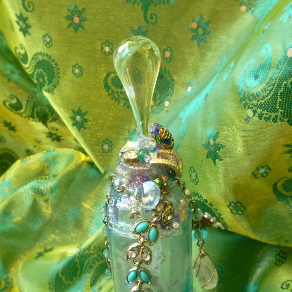 Mystic Aqua Spirit Jar, Incantation Office Desk Jewelry