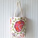 Mandarin and Kiwi Floral and Chevron Tote Bag - Reversible Summer Book Bag, Carry All Totebag