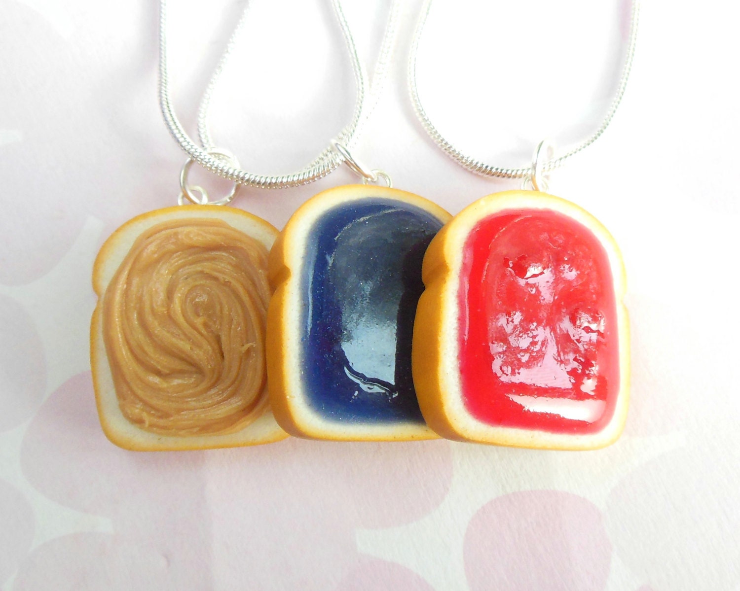 grape strawberry and peanut butter set of three best friend necklaces