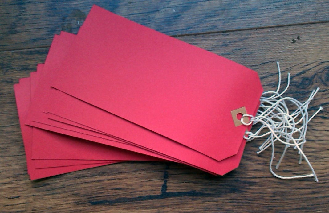 Large Red Luggage Labels Strung Tags 160 x 80mm Art Craft Gift Tags Scrapbooking (20)