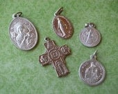 SALE 5 Religious Aluminum Medals Charms Odds & Ends Supply