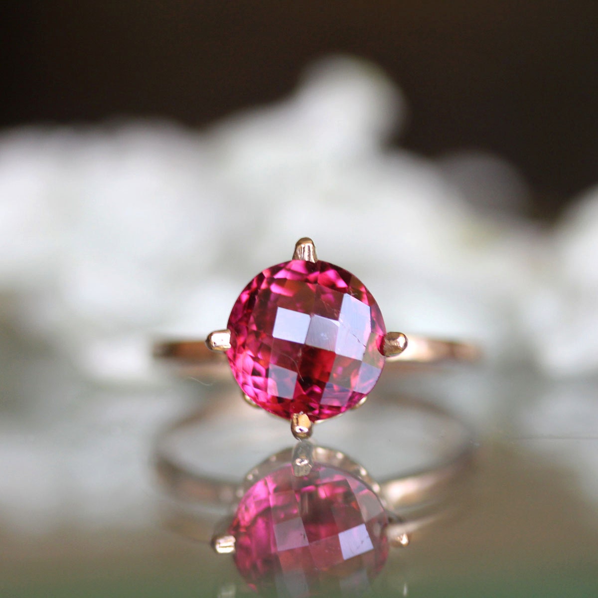 Pink Tourmaline Ring in 14K Rose Gold - Ready to Ship