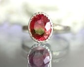 Watermelon Tourmaline No Nickel / Nickel Free Sterling Silver Ring - Ready To Ship