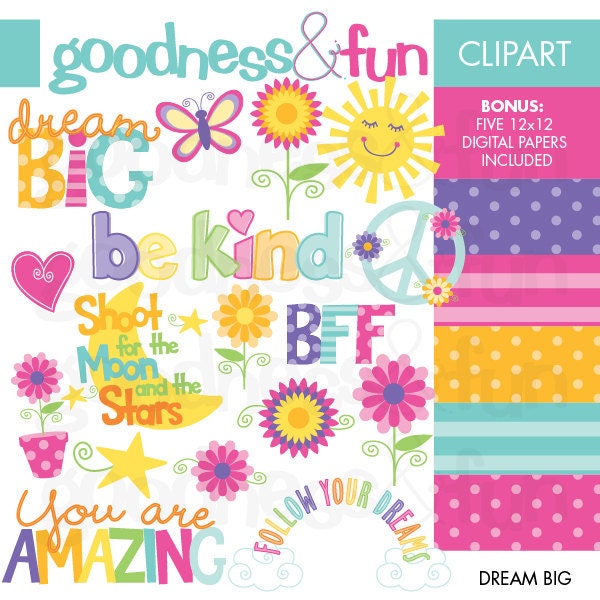 Buy 2 Sets, Get 2 Sets FREE - Digital Clipart - Dream Big